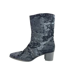 Internationally Blank Hype Black Crushed Velvet Velour Zip Heeled Boots Size 10